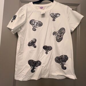 NWT White T-Shirt with Elephant Sequin Design